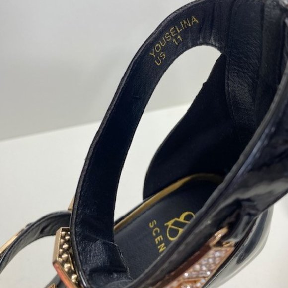 Youselina Black Heels with Metallic and Gem Embellishments - Picture 6 of 7
